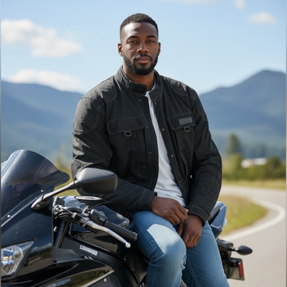 🏍️First Gear Black Motorcycle Jacket